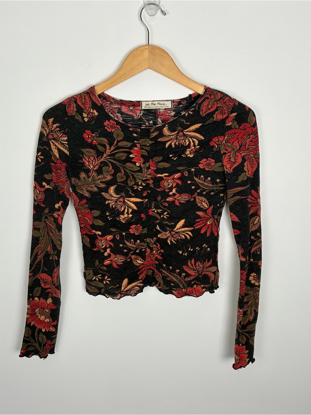 We The Free Free People Dreamed of You Dark Floral Long Sleeve Top Fall XS